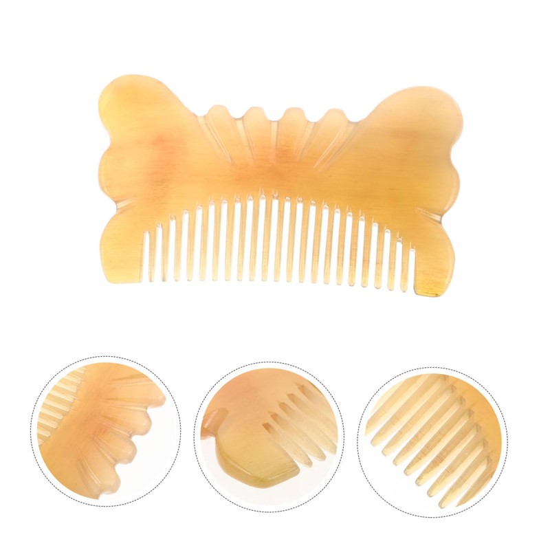 WOONEKY Handmade Natural Horn Scalp Massage Comb with Thickened Wide