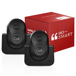 Hosmart Intercoms Wireless for Home, 2024 New Rechargeable Full Duplex Caregiver Pager for Elderly Senior, Two-Way Real-time Talk, Portable Personal Alert, Call/Monitor Button for Home Safety(Black)