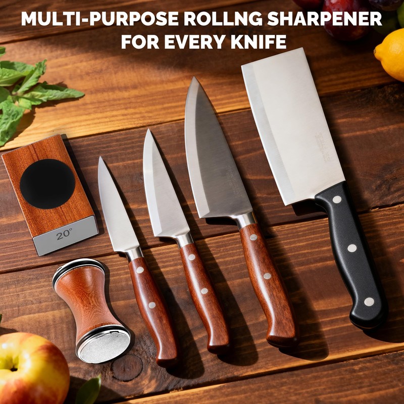 Rolling Knife Sharpener Kit, Knife Sharpener Tool with Replaceable Discs