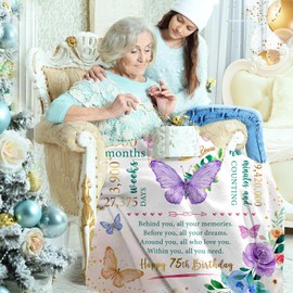 Sbangtu 75th Birthday Gifts for Women, Gifts for 75 Year Old Woman, 75 Year Old Birthday Gifts for Women, 1949 Birthday Gifts for Women, 75th Birthday Decorations for Women Throw Blanket 50"X60"