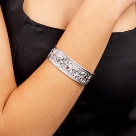 TreasureBay 20mm 925 Sterling Silver Elephant Open Bangle, 16.5 cm, Silver