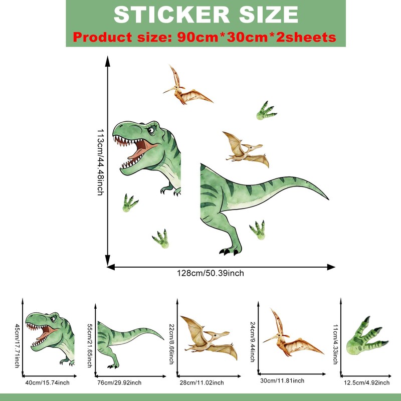 Cartoon Dinosaur Wall Stickers DIY Peel and Stick Clings
