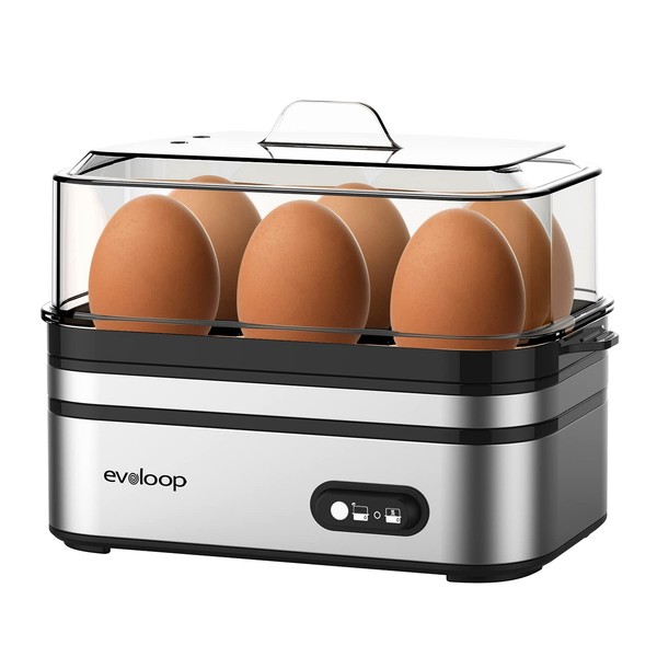 Evoloop Rapid Egg Cooker Electric 6 Eggs Capacity, Soft, Medium,