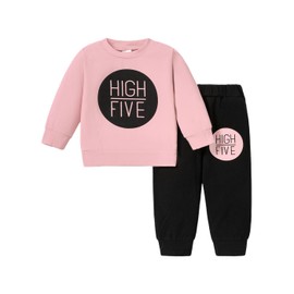 PATPAT Baby Boys Girls Sweatshirt and Tops Toddler Fall Clothes Set Cotton Outfits Long Sleeve Pullover and Casual Jogger Pants 6-9M