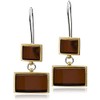 Sterling Silver Red Dark Amber Rectangular Dangle Hook Earrings