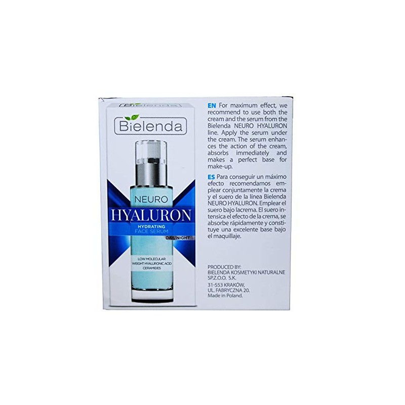 Bielenda Neuro Hyaluron Crema facial hidratante, 1.7 onzas, día y