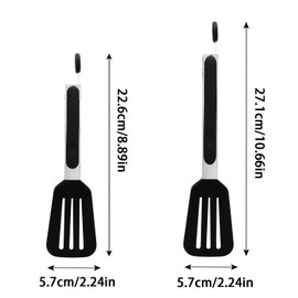 STARUBY Cooking Tongs 7 inches and 9 inches Stainless Steel Kitchen Silicone Serving Tongs Heat Resistant Meat Turner Spatula Tongs Fish Tongs with Locking Handle Joint (Black)