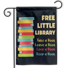 MAIANEY (12"x18") Free Little Library Garden Flag Librarian Library Welcome Garden Flag Reading Lovers Bookish Gifts Outdoor Decorations Yard Patio Porch House Double Sided
