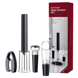 Tycoonest Compressed Air Corkscrew Wine Set, Pump Wine Opener with Capsule Cutter, Vacuum Wine Stopper & Wine Pourer, Professional Wine Accessories for Wine Lovers Party Gift