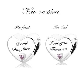 MsRosy New Women's S925 Sterling Silver Hearts Charms Moments For Bracelets and Necklaces Gift For All the Family and Friends (New Granddaughter charm)