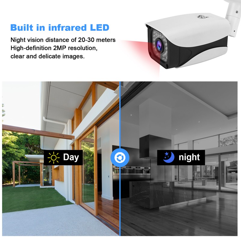 Indoor Outdoor Security Camera HD 1080P 2MP IP66 Waterproof Infrared