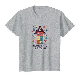 Promoted to Big Cousin Family Celebration Gift T-Shirt, Youth, Heather Grey