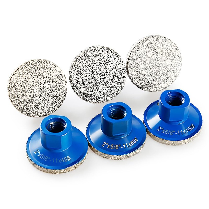 LOZLIN 3-Pack 2" Brazed Grinding Heads 5/8-11 Thread - Flat
