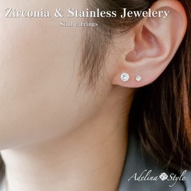 Adelina Style Women's Earrings, Popular, 1 Earring, 1 Pair, Cubic Zirconia, Surgical Stainless Steel, Hypoallergenic, Cubic Zirconia, Cubic Zirconia