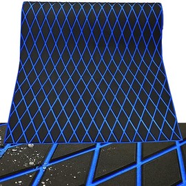 KT GuoMei 102.3" X45.2” Diamond Pattern Sea Deck Self-Adhesive Boat Flooring Eva Foam Decking Marine Non-Slip for Motorboat Fishing Boat Yach (94.5" X 45.2", Dark Gray and Blue)