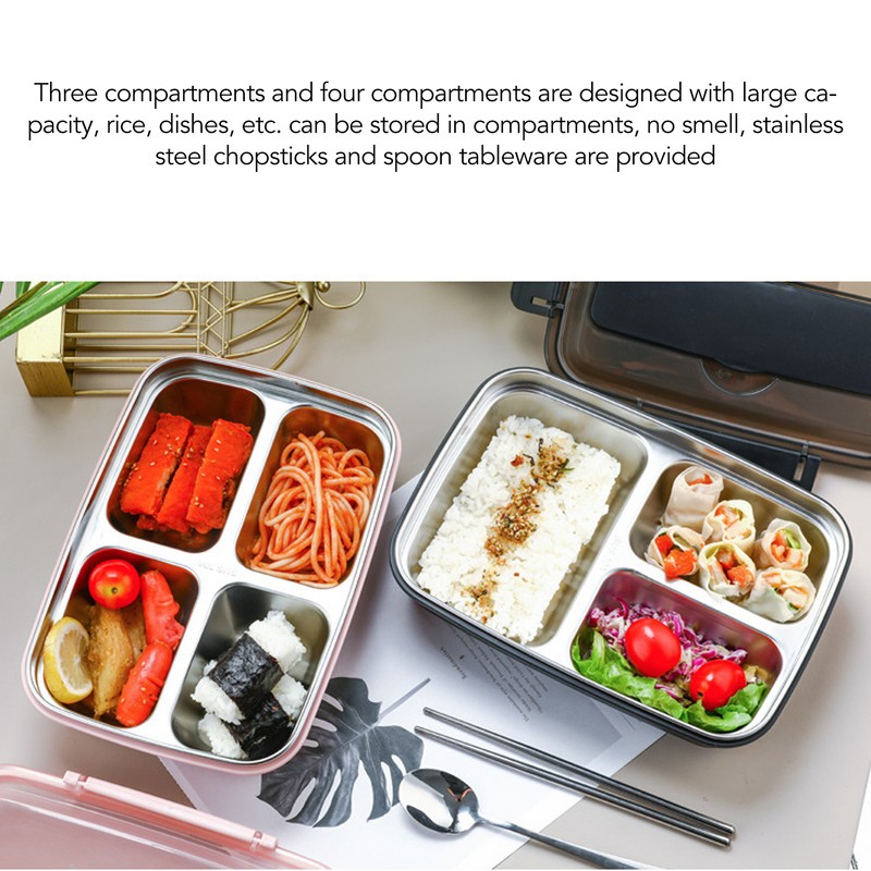 Lunch Box 4 Compartments 304 Stainless Steel Tableware Portable Lunch