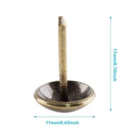 Piutouyar 200 Pcs Bronze Upholstery Tacks Antique Metal Thumb Tacks Round Head Upholstery Pins for Upholstered Furniture Cork Board DIY Projects or Home Decor 11 x 17mm