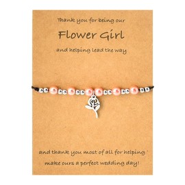 Flower Girl Gifts from Bride Pink Pearl Bead Bracelet for Women Flower Girl Thank You Gift for Daughter Friends Sister Bracelets Wedding Gifts for Girls Weed Party Supplies
