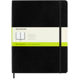Moleskine - Cuaderno clásico, cubierta suave, XL (7.5 x 9.5 pulgadas), liso/blanco
