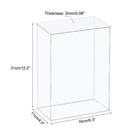 MECCANIXITY Acrylic Display Case Plastic Box Cube Storage Box Clear Assemble Showcase 6.3x6.3x14.1 Inch for Collectibles