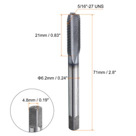 HARFINGTON 5/16"-27 UNS Thread Tap 6542 Cobalt High-Speed Steel TiCN Coated Plug Tap Right Hand Flat Head 3 Straight Flutes Screw Threading Hand Tap