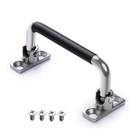 YUDTKK 304 Stainless Steel Foldable Cabinet and Drawer Pull Handles, 90 Degree Folding with Rubber Grip,4-1/2inch Length,1 Pack