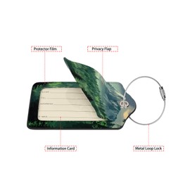 Foggy Mountains Landscape 2-Pack Luggage Tags for Suitcases,Leather Baggage Tag with Loop, Tags Private Name ID Labels for Women Girl Men Boys Travel Baggage Suitcase