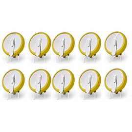 Pila a Bottone CR2450 al Litio 3V 530mAh con 3 Pin a Saldare per Circuito Stampato (C.S.), Passo 10.2mm Montaggio Verticale, Batteria per Memorie CMOS BIOS PLC e Schede Industriali (10 Pezzi)