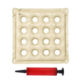 GAOLAOSY Car Inflatable Seat Cushion, Pressure Relief Breathable Car Air Seats Cushion with Air Pump, Portable Cooling Vehicle Seat Waffle Pad for Cars, Travel, Home, Office Chairs (Beige)