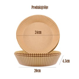 Camkum Backpapier für Heißluftfritteuse 20CM Rund, 4,5-6,5 Liter Heißluftfritteusen，Antihaft-Einweg-Luftfritteusen Paper, Airfryer Backpapier Wasserdicht Pergamentpapier Ölfest 100PCS
