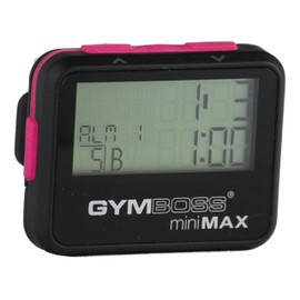 Gymboss miniMAX Interval Timer and Stopwatch - BLACK / PINK SOFTCOAT