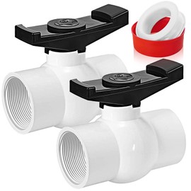2 inch Pool Shut Off Valve, 2pcs PVC Ball Valves with Female NPT Threaded, (SCH40) PVC Shut Off Valve for Pool, PVC Full Port Ball Valve, Using for Swimming Pool, Agricultural Irrigation, Sewage Pipes