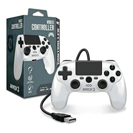 Control Con Cable Hyperkin Armor3 Blanco Para Play Station 4