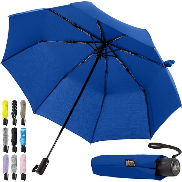 Gorilla Grip Windproof Compact Stick Umbrella for Rain, One-Click Automatic