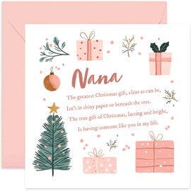 Special Heartfelt Christmas Card for Nana - Beautiful Festive Poem for Her - Unique Gifts for Her this Christmas - Family Christmas Cards - Xmas Cards for Women - Cute Design with Words