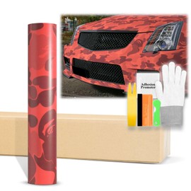 24"x60" (2FTx5FT) Camouflage Ape Red Pattern Matte Vinyl Wrap Auto Car Sticker Decal Film Sheet Bubble Free Air Release Technology with Tool Kit