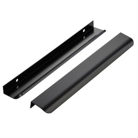 Ravinte Hardware 10 Pack Black Cabinet Handles, 11.8 Inch (300mm) Finger Edge Pulls, 8.8 Inch Hole Center, Finger Pulls for Cabinets