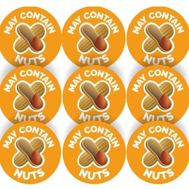 144 Warning May Contain Nuts Food Allergy - 30mm - Glossy Food Label Stickers