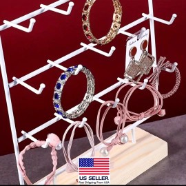 Unbranded 3 Tier 15 Hooks Earrings Display Stand Necklace Bracelet Jewelry Rack White