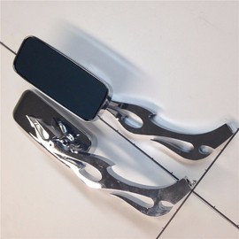 XKMT-Chrome Running Mirror Rectangle Shape Flame/Fire Stem Compatible With Hayabusa R1 R6 Flame [B017QVATMY]