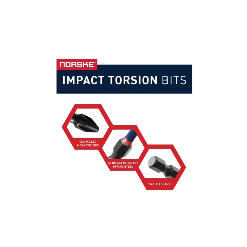 NORSKE TOOLS (J)Norske NIBPI617 2" Assorted Impact Torsion Screwdriver Bit