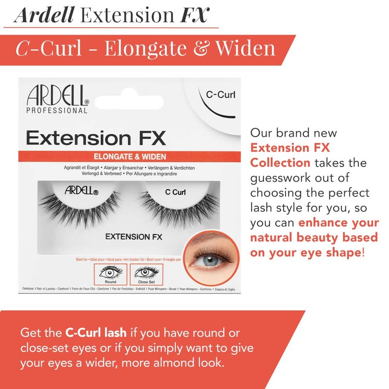Ardell Extension FX C Curl False Eye Lashes to Elongate