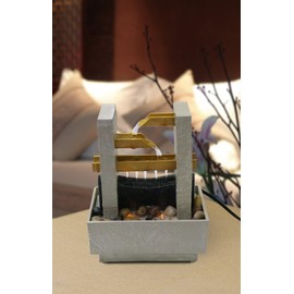 Nature's Mark 8" H Cascading Bamboo Tabletop Water Fountain with Natural River Rocks and LED Lights (Power Cord Attached)