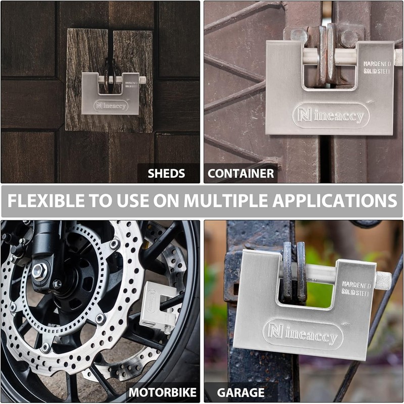 WDFAACK 5 Keys Super Silver Heavy Duty Padlock Lock for