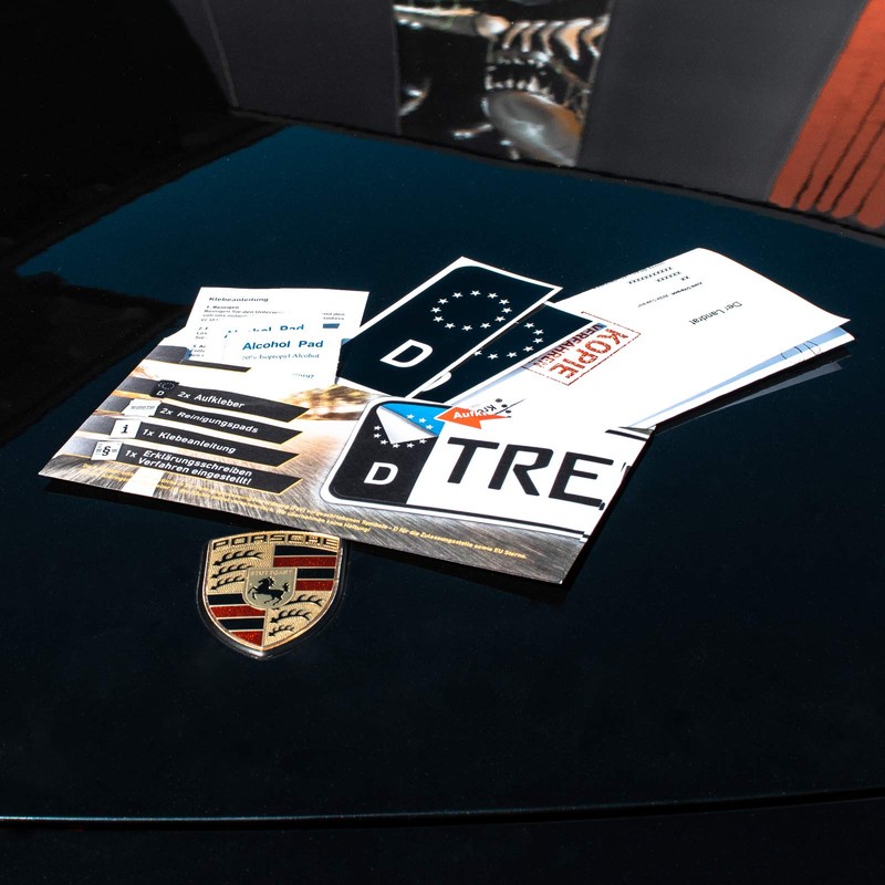 2 x Number Plate Sticker EU Field Black incl. 1