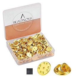 BEADNOVA 100PCS Pin Back Butterfly Clutch Backings Pin Cap Replacement Metal Pin Backs for Badges, Lapel Pin (100pcs, Gold)