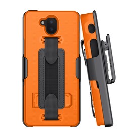 Wireless ProTech Case Compatible with Sonim XP10 (XP9900), Shell Case and Belt Clip Holster Combo with Handstrap, Kickstand and Screen Protector (Orange)