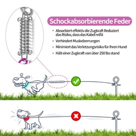 Mi Metty Tie-Out Leads for Dogs, 7.5 m Chew-proof Dog Leads, Tie Out Cables Yard Lead for Medium to Large Dogs (Purple, 25 ft (7.5 m))