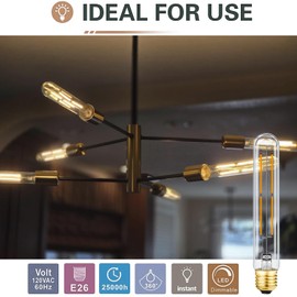 Leools Dimmable E26 Light Bulb 8W Equal 75 watt led Light Bulb AC120V Soft White 3000K Edison 75 Watt 800LM T10 Bulb for Rustic Pendant,Industrial Pipe,Wall sconces,Vanity 6Pack
