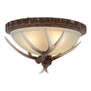 Antler Glass Semi Flush Mount Fixture Ceiling Lighting, 3-Light Bronze